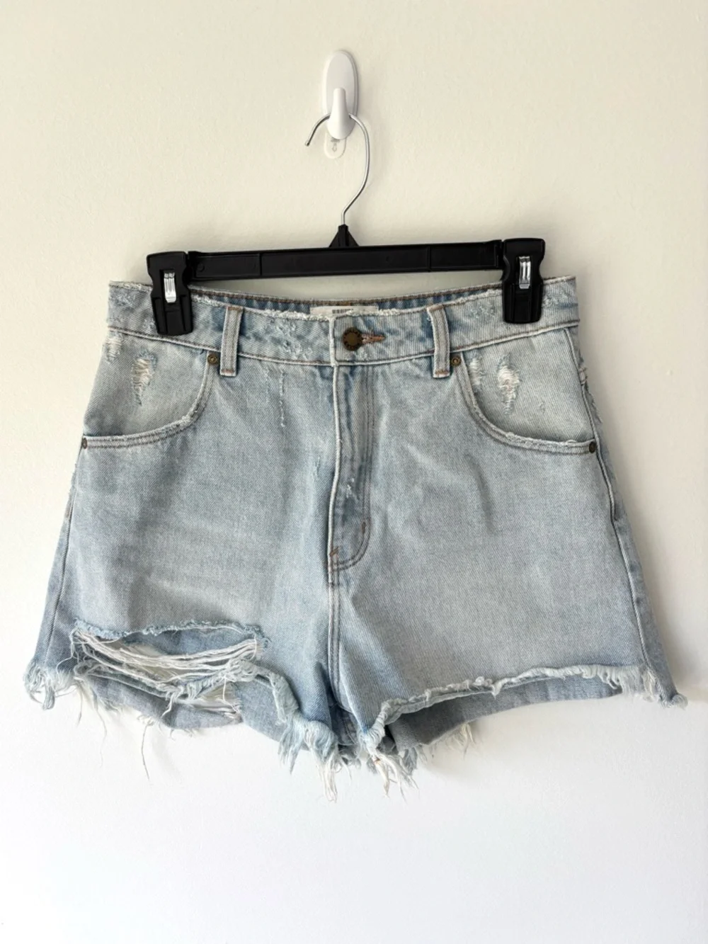Rolla’s Light Wash Jean Shorts Dusters High Rise Slim Distressed Frayed